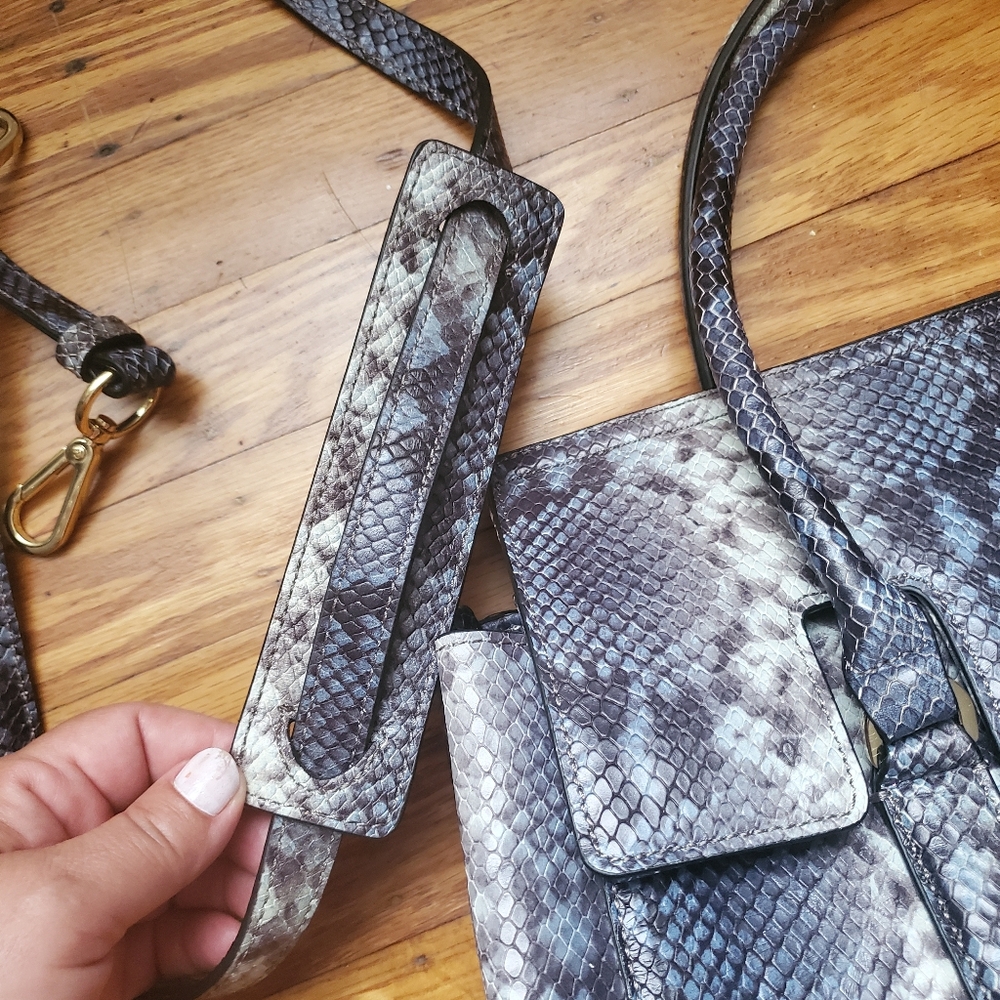 Gili Exotic Python Snake Print Genuine Leather Ha… - image 5